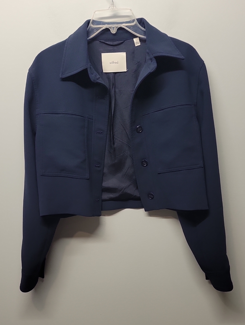 Aritzia Wilfred Little Cropped Jacket Navy Blue size Small - Picture 2 of 9